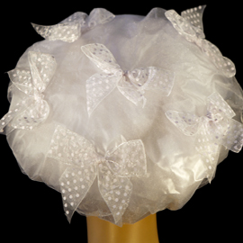 Designer Shower Caps - 106 - Snow Balls (ribbon bow)