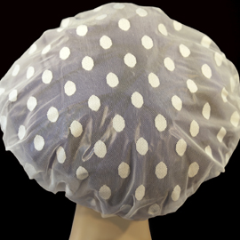 Shower Cap - Giant White-on-white Polka Dots 1242 - Giant White-on-white Polka Dots, Shower Cap