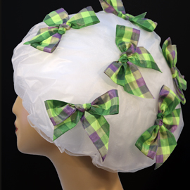 Designer Shower Cap, Plaid Bows, #636 - Irish Meadow
