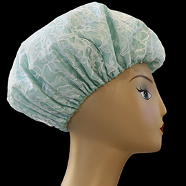 Shower Cap - Mint with White Lace 1253 - Mint with White Lace, Shower Cap