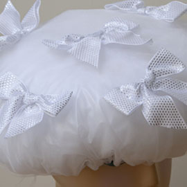 Designer Shower Caps - 117 - Silver Lining (ribbon bow)