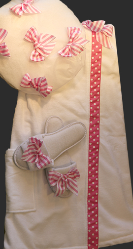set - Pink with white polka dots